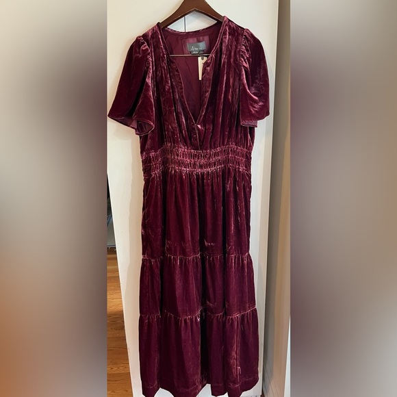 Anthropologie The Somerset Maxi Dress: Velvet Edition Red Size XL NWT - Picture 3 of 10